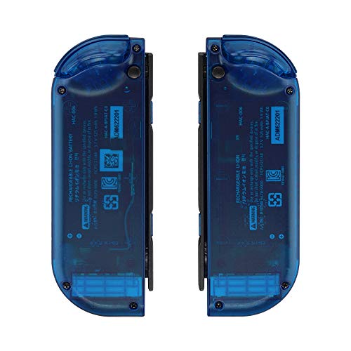 eXtremeRate Transparent Clear Blue Joycon Handheld Controller Housing (D-Pad Version) w/Full Buttons, DIY Replacement Shell Case for Nintendo Switch & Switch OLED Joy-Con – Console Shell NOT Included - color: Clear Blue