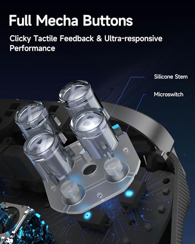 EasySMX D10 Wireless Game Controller – TMR Anti-Drift Joysticks, Dual-Mode Triggers, 1000Hz Polling, Mechanical Buttons, RGB – Bluetooth Gamepad for PC/Switch/Switch2/iOS/Android with Charging Dock - color: Black