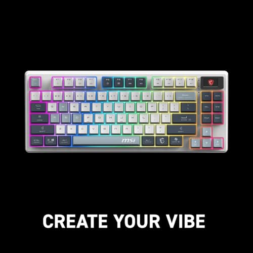 msi Forge GK600 TKL Wireless Sky - Mechanical Linear SWITCHES - Dye-Sublimated PBT Keycaps, Anti-Slip Base, RGB LED, USB 2.0, Bluetooth, 2.4 GHz - Tenkeyless - style: FORGE GK600 TKL W SKY US