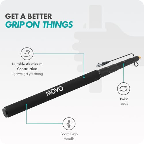 Movo CMP-17C Professional 9.8' Aluminum Boom Pole for Shotgun Microphones with Internal XLR Cable – Compatible with Rode NTG Series, Sennheiser MKE600, Audio-Technica AT875R & More