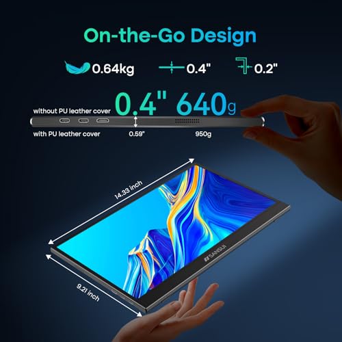 SANSUI Portable Monitor 15.6 Inch FHD 1080P Travel Monitor for Laptop, USB C HDMI Ultra-Thin IPS Computer Display with Speakers & PU Leather Stand Cover, for PC Mac mini Phone Switch Gaming - size: 15.6