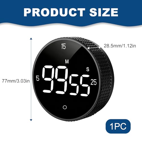 Magnetic Kitchen Timer with Large LED Digital Display, Countdown Countup Visual timers with 3 Volume Levels, 3 Preset 5/15/25 Mins Adjustable Productivity Alarm for Cooking Classroom Fitness Studying