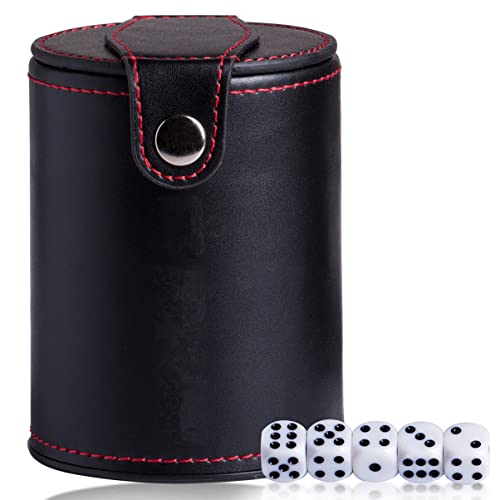 Kisangel Leather Dice Cup Set Double-Layer Dice Storage Cup Bar Game Supplies Set Lid