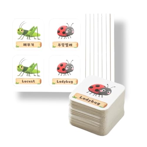 Pocket Size Korean Word Learning Memory Board Game (Animal · Insect · Vehicle) - Matching Game | 메모리게임 한국 보드게임 (Insect (32 Tiles))