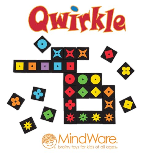 MindWare Qwirkle Color Blind Friendly Family Game Game for Kids and Adults - Fun Family Game Night Game for Concentration and Visual-Thinking Skills - Ages 6+