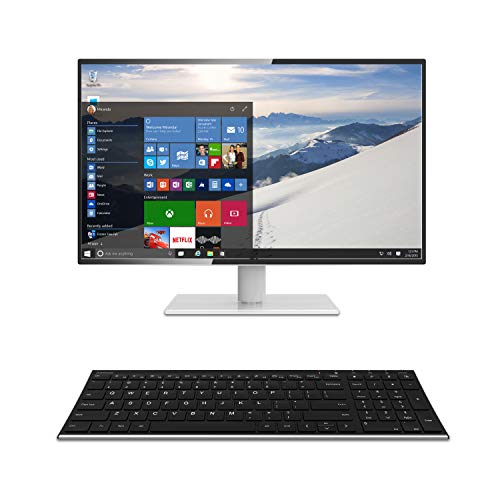Arteck USB Wireless Keyboard Stainless Steel Ultra Slim Keyboard with Numeric Keypad for Computer/PC/Laptop and Windows 11/10/8 Rechargeable Battery