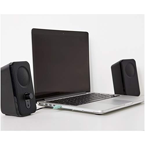 Amazon Basics AC-Powered Computer Speakers for Desktop or Laptop PC with Volume Control, Headphone Jack, Black (US Version) - size: 1-Pack, style: AC