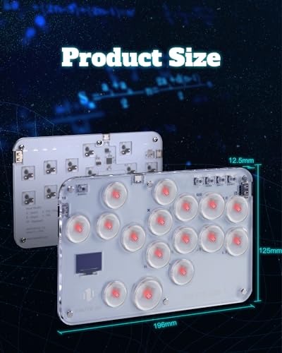 Borcham S16 Leverless Arcade Stick,Haute42 16 Keys Game Pad with DIY RGB & Turbo Functions, <1ms Input Latency, Compatible with PC/PS-3/PS-4/Switch/Steam Deck, Support Hot Swap & SOCD