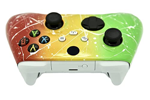 Hand Airbrushed Fade Custom Controller Compatible with Xbox Series X/S & Xbox One (Series X/S Rasta Fade White Drip) - color: Series X/S Rasta Fade White Drip