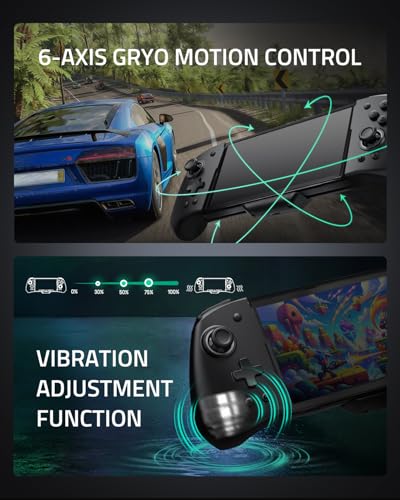 FUNLAB Switch Handheld Controller for Nintendo Joycon Replacement, Hall Effect Luminous Switch Joypad Controller Customizable, Ergonomic Switch One-Piece Joypad Controllers Replacement - 7 LED Colors - color: Black-Ripple Pattern