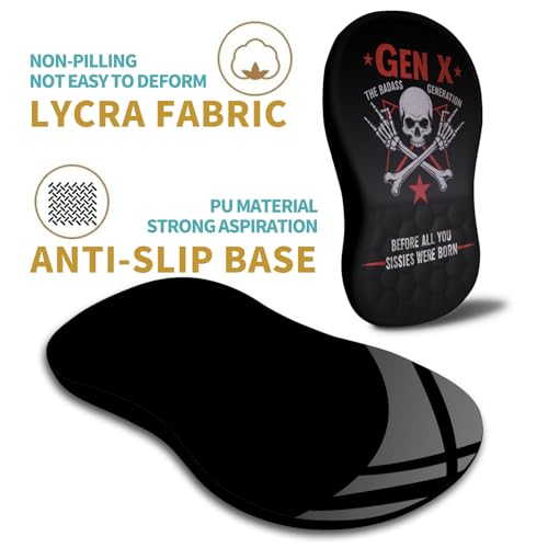 Hokafenle Ergonomic Mouse Pad Wrist Support with Massage Design, Wrist Rest Pain Relief Mousepad with Memory Foam&Non-Slip PU Base, Mouse Pads for Wireless Mouse & Desk (12x8 inch,Gen X) - color: HK031-Gen X