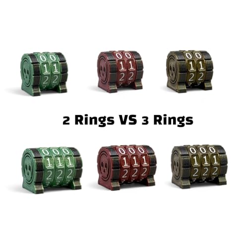 Life Counter Health Tracker for Board Games, TTRPGs, and Card Games with Skull Symbol, Compatible with MTG, 3 Purple Wheels with White Numbers - color: 3 Purple Rings+white Numbers