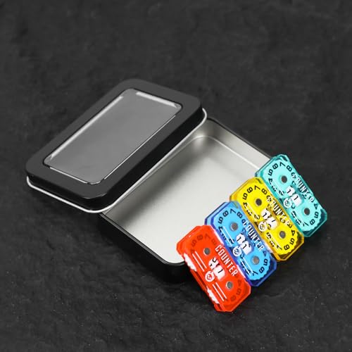 4Pcs MTG Life Counter Twin Digits with Metal Box, Health Tracker Life Counter for MTG Magic Card Games Accessories, Compatible with Magic the gatering Tabletop RPG D&D CCG TCG Board Games - color: D Color-4pcs