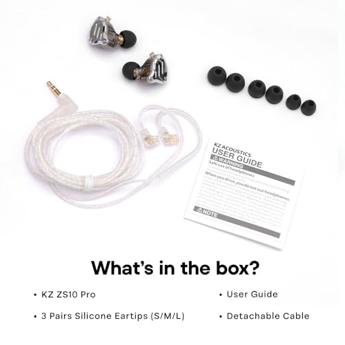 Linsoul KZ ZS10 Pro, 4BA+1DD 5 Driver in Ear Monitor, HiFi Wired Earbuds, Gaming Earbuds, Hybrid IEM Earphones with Stainless Steel Faceplate, Detachable Cable for Musician (with Mic, Purple) - color: Purple, style: With Mic