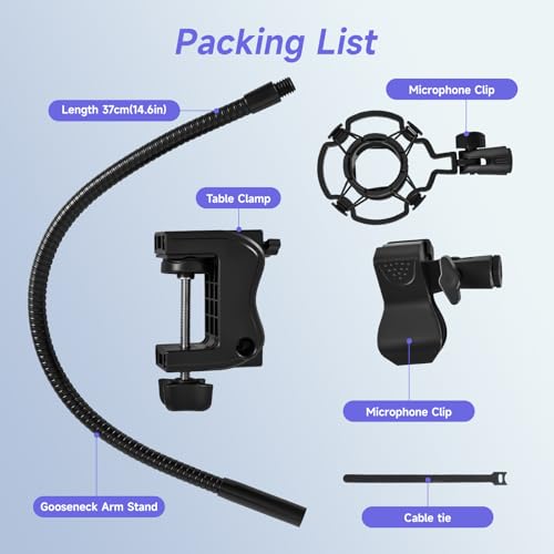 2-in-1 Podium Microphone Holder & Mic Holder -13.78" Flexible Gooseneck Desktop Mic Stands Holder for Lectern Podium Podcast Meetings Lectures Pulpit Streaming Gaming Studio (Upgrade)