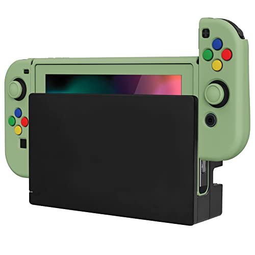 PlayVital ZealProtect Soft Protective Case for Nintendo Switch, Flexible Joycon Cover Slim Cover for Nintendo Switch with Screen Protector & Thumb Grip Caps & ABXY Direction Button Caps - Matcha Green - color: Matcha Green