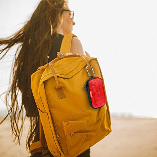 Red Rectangle Small EVA Case - Portable Protection Hard Shell Exterior Lightweight Universal Zipper Pouch Carrying Bag for Earbud, Headset, Charger, Airpods, iPod, USB Cable, MP3, Key, Change Purse - color: Red