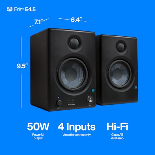 PreSonus Eris E4.5-2-Way 4.5" Near Field Studio Monitor (Pair) - color: Black, size: 4.5"
