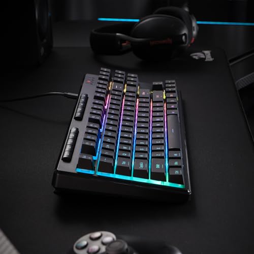 Redragon K516 Shiva TKL Wired RGB Membrane Gaming Keyboard, 87 Keys Mechanical-Feel Keyboard w/Smooth Linear Switch, On-Board Macro & Dedicated Multimedia Keys, 16.8M RGB Backlit, Software Supported - size: 87 Keys