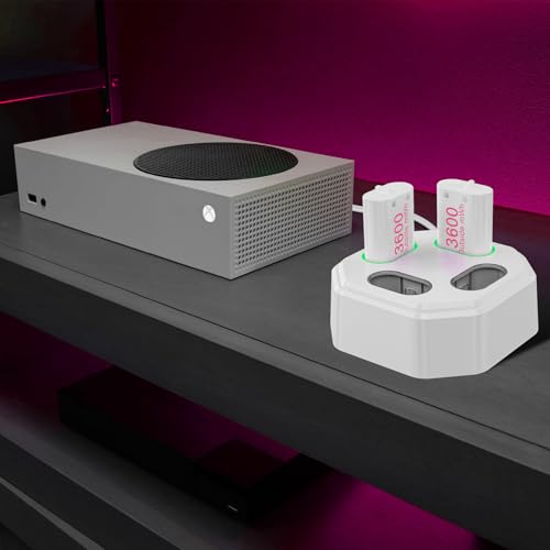4 Pack Rechargeable Battery Pack Compatible with Xbox Series S/X,Charger Dock with 4 x 3600mWh NiMH Controller Battery Pack for Xbox One Wireless Controller - color: Pink