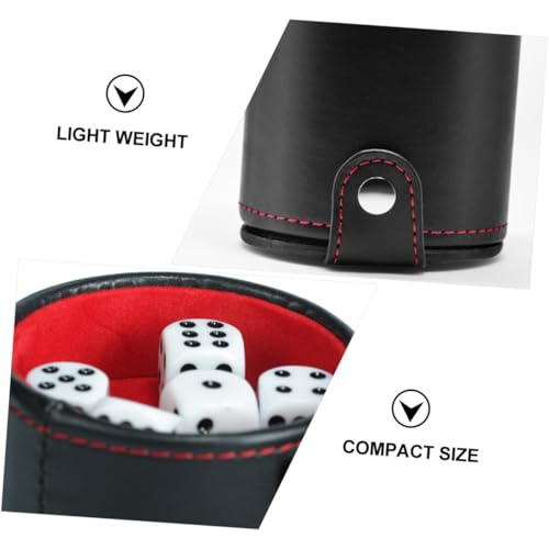 PU Leather Dice Cup with Double-Layer Lid Portable Dice Shaker for Bar Games Table Games Smooth Easy-Clean PU Material Professional Storage Container