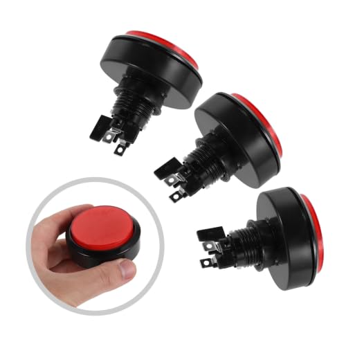 Toyvian 5pcs Red LED Illuminated Arcade Buttons with Crisp Feedback and Easy Installation Plastic Metal Round Flat Surface Replacement for Arcade Machine Control Panel and Machine
