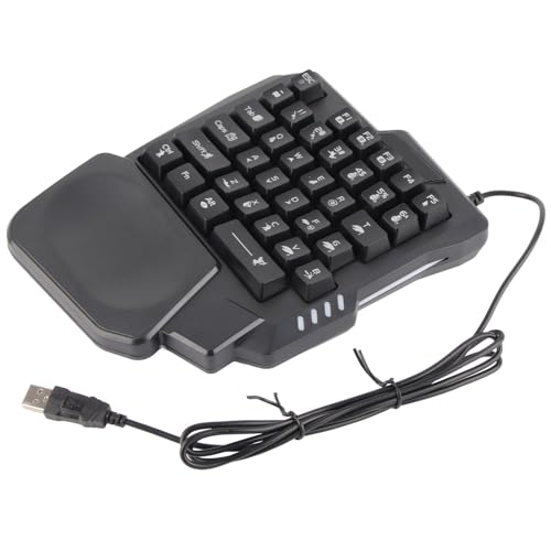 One Handed Gaming Keyboard, RGB Backlit 35 Keys Portable Mini Gaming Keypad Wide Palm Rest Wired USB Single Handed Keyboard for Computer Mobile Games