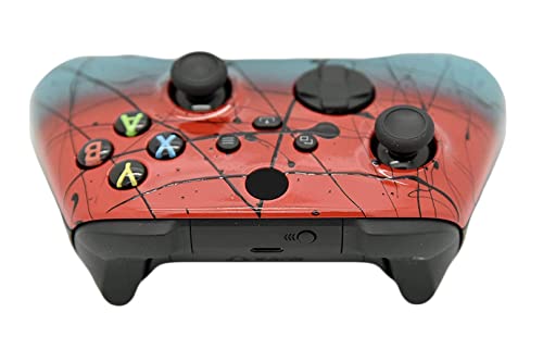 Hand Airbrushed Fade Custom Controller Compatible with Xbox Series X/S & Xbox One (Series X/S Red & Teal) - color: Series X/S Red & Teal