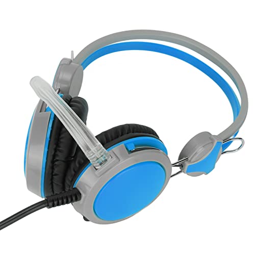 Gaming Headset with Noise Cancelling Features Ergonomic Wired Game Headphone for PC and Skype 40mm Drivers (Blue) - color: Blue
