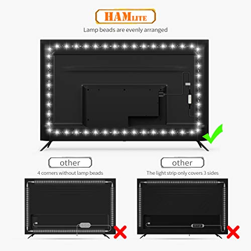 HAMLITE TV Bias Lighting 6500K True White for 70 72 75 80 82 85 Inch TV, 18Ft USB TV LED Backlight with RF Remote Cover 4 Sides Behind TV Background Room Decor Gaming Light for Men Ambient Mood Light - size: 70-85'' TV