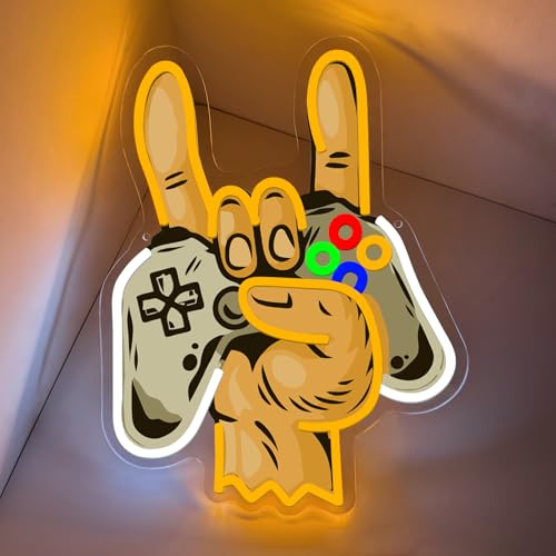 Gaming Neon Sign, Gamer Led Neon Light Signs for Gamer Room Wall Decor Game LED Light up Sign for Bedroom Party Decorations Birthday Gift for Teen Boy Christmas Dimmable USB Powered(16.4"*12.8")