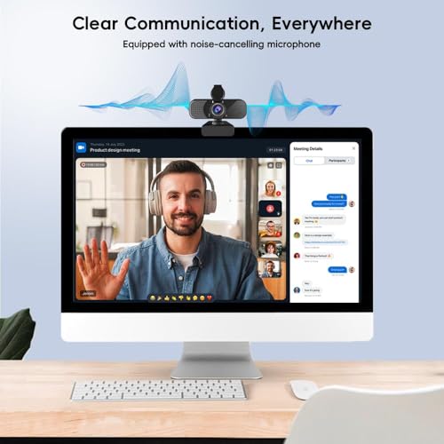2K Webcam PC Webcam with Microphone and Physical Privacy Cover, Noise-Canceling Microphone, Auto Light Correction, Wide Angle, Plug and Play for Conferences/Online Classes/Live Streaming/Zoom/Teams - style: 2K