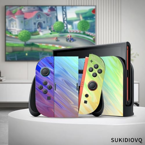 for Nintendo Switch 2 Skin Wrap Cover Decal Sticker Wrap Vinyl Mixed-Color Pattern (Blue-Green) - color: Blue-Green