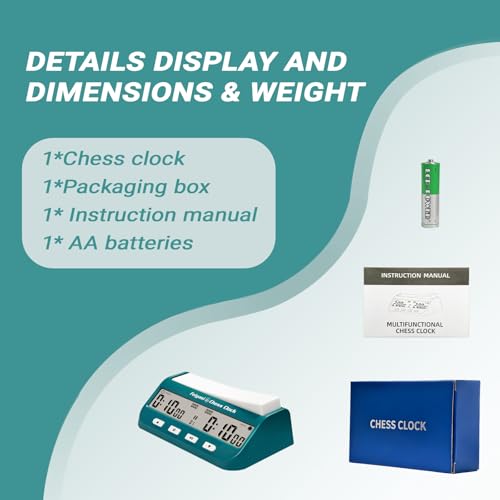 Chess Clock, Competition Specific Chess Timer, Portable Digital Electronic Large Screen Chess Clock,Suitable for Timers in Chess, Go, Checkers, and Other Board Games (Cyan) - color: Cyan