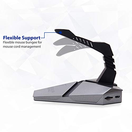 LOKI Gaming Mouse Bungee Stand - RGB LED Lights - 4 Port USB 3.0 Hub with Active Power - Micro SD Card Reader Slot - PC; Mac; Linux