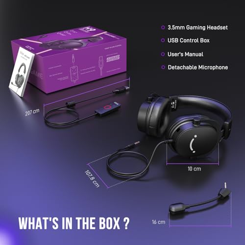FIFINE Wired Gaming Headset, Gamer Headset with 3.5mm and USB Dual Connectivity, 7.1 Surround Sound, Tuned 50mm Drivers, Detachable Mic, Over-Ear Headphones for PC/PS5/Xbox, Black-AmpliGame H9 - color: Black