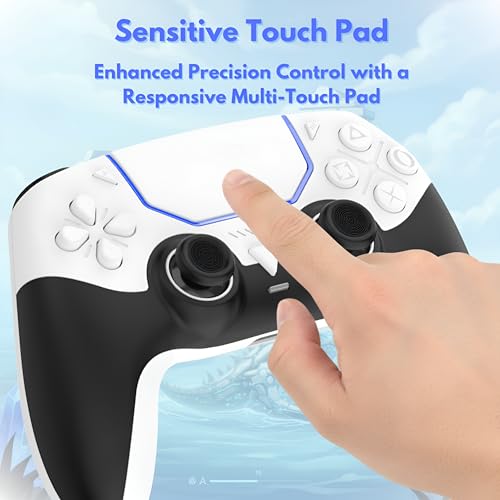GioMay Pro Wireless Controller Compatible with PS5 – Hall Effect Joysticks, Bluetooth 5.3, Programmable Back Buttons, Dual Vibration, 6-Axis Gyro, Works with PC, Steam, iOS & Android (Blue) - color: Blue