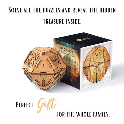 Puzzle Potato Philosopher's Stone Puzzle Box - Escape Room Game-3D Wooden Puzzles for Adults- Escape Room Game - Money Puzzle Box for Cash Gift (Crystal Blue) - color: Philosopher's Stone(crystal Blue)