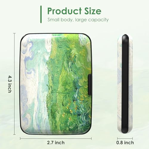 Mini RFID Credit Card Holder for Women Men, Slim Business Metal Hard Card Case, Cute Aluminum Travel Card Wallet ID Case, Green Wheat Field - color: Green Wheat Field
