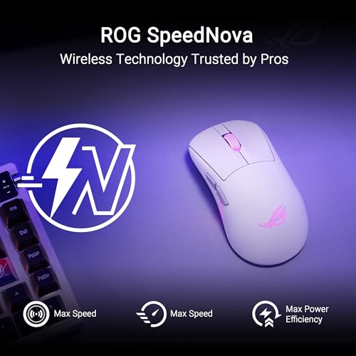ASUS ROG Keris II Origin Wireless Gaming Mouse – Right-Handed Ergonomic, 65g, Tri-Mode Connectivity, 42K DPI, up to 127Hr Battery, Web-Based Configuration, PC/Mac Support - color: White, style: Keris II Origin