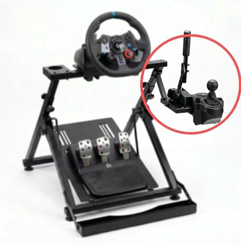 LGIB Gear Shifter & Handbrake Bracket for Racing Wheel Stand - Upgraded Add Handbrake Position, Dual-Side Adjustable Compatible with Most Gaming Simulators
