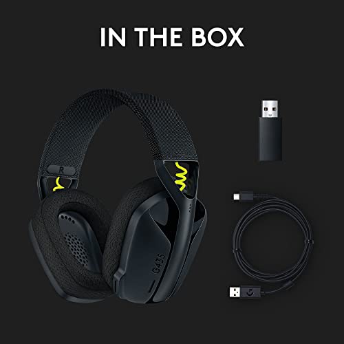 Logitech G435 Lightspeed & Bluetooth Wireless Gaming Headset - Lightweight Over-Ear Headphones, Built-in mics, 18h Battery, Dolby Atmos, PC, PS4, PS5, Nintendo Switch/Switch 2, Mobile - Black - size: One Size