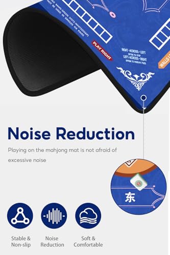 Mahjong Mat for Table, 31.5x31.5Inch American Mahjongg Table Mat (Sky Blue) | Anti-Wrinkle&Foldable Neoprene Mahjongg Travel Mat for Table with Learning Rule, Anti-Slip Noise Reduction Includes Carry Bag - color: Sky Blye