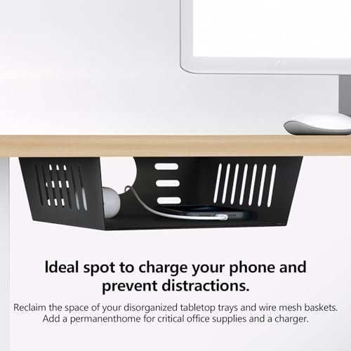2 Pack Under Desk Shelf - Black Desk Shelf for Office Tables & Workstations(8Inch) - size: 8 inch 2 Pack
