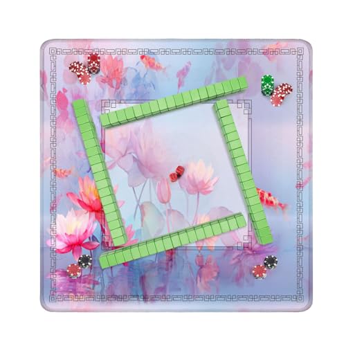 Mahjong Mat 31.5" x 31.5" Watercolor Pond Art Print Japanese Pastel Aesthetic Non-Slip Noise Reduction Mahjong Tiles Table Cover for Dominoes Poker Card Board and Tile Games - color: Color8