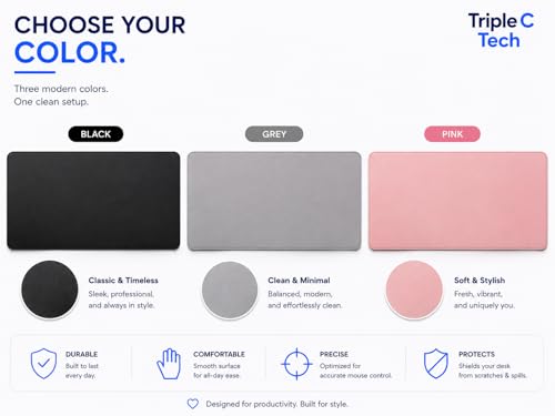 PU Leather Desk Mat, Large Extended Mouse Pad with Stitched Edges, Waterproof Non-Slip Desk Pad for Home Office Gaming Desk (Pink, 23.7x13.8) - color: Pink, size: 23.7" x 13.8"