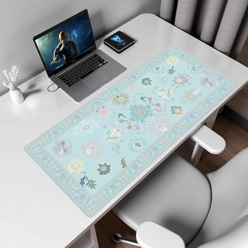 Baziabbo Blue Desk Mat,XXL Extended Big Mouse Pad,Gaming Mousepad with Stitched Edge,Non-Slip Rubber Base Keyboard Desk Pad for Home Office Study Game - color: Blue Ozarks