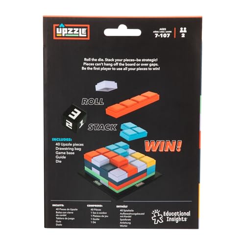 Educational Insights Upzzle - 2 Player Strategy Board Games for Adults and Family, 3D Stacking Puzzle Game for Kids 8-12, Brain Teaser, Critical Thinking Puzzles