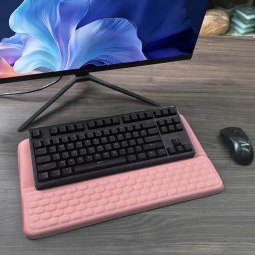 Computer Keyboard Stand with Wrist Rest, Ergonomic Tilted Keyboard Holder - Keyboard Riser with Wrist Pad - Keyboard Tray Support for Office Home - Pink - color: Keyboard Stand - Pink