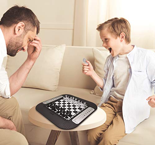 Lexibook Chessman® FX, Electronic Chess Game with Tactile Keyboard and Light and Sound Effects, 32 Pieces, 64 Levels of Difficulty, Family Board Game, Black/Grey, CG1335 - style: CG1335